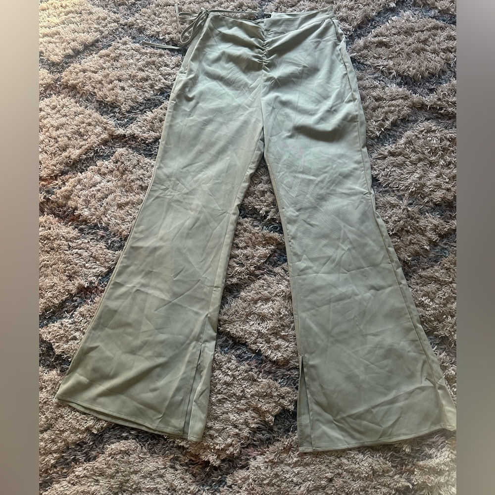 Cider Light Sage Green Pull-On Wide Leg Pants